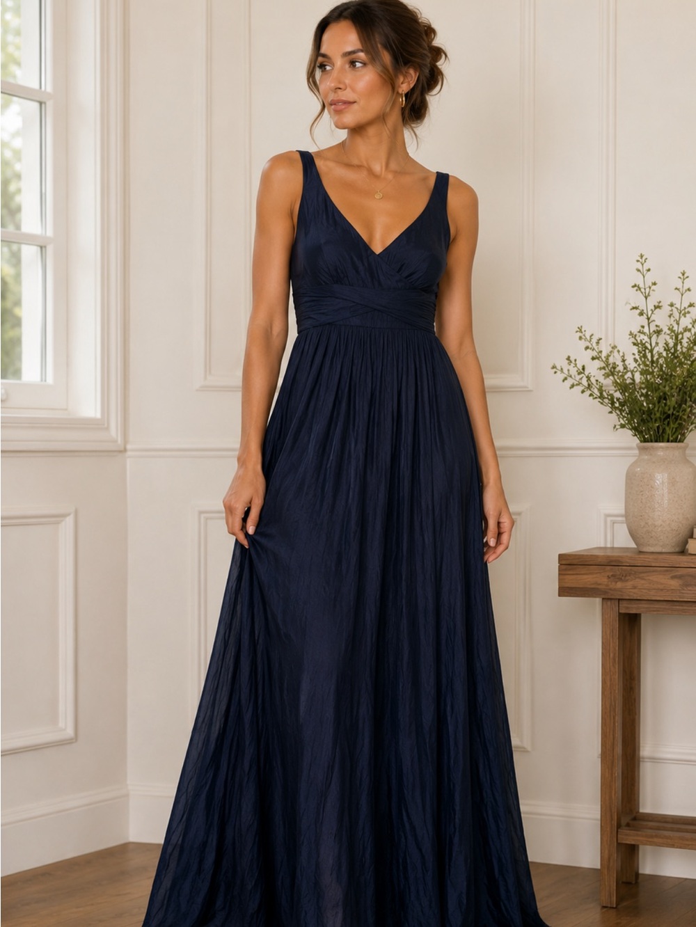 J crew navy blue slik maxi dress size 8p new whimsigoth